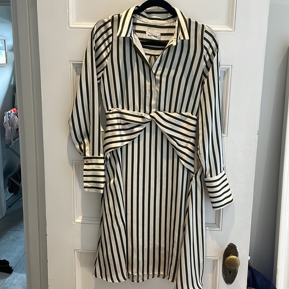 Line and dot collared striped midi dress - Picture 3 of 3